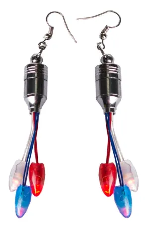 Light Up Novelty Australia Day Red White and Blue Earrings