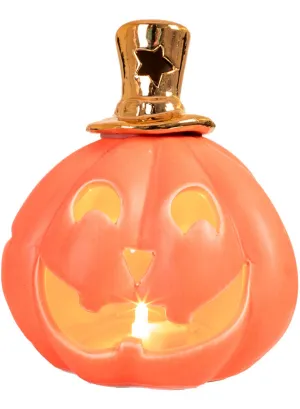 Light Up Orange Ceramic Pumpkin Halloween Decoration
