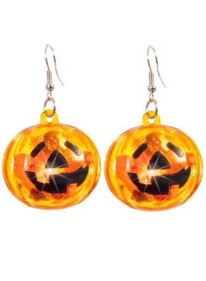 Light Up Orange Pumpkin Costume Earrings