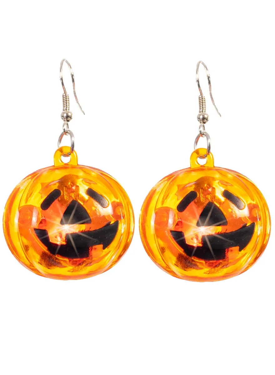 Light Up Orange Pumpkin Costume Earrings
