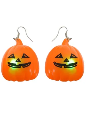 Light Up Orange Pumpkin Halloween Costume Earrings