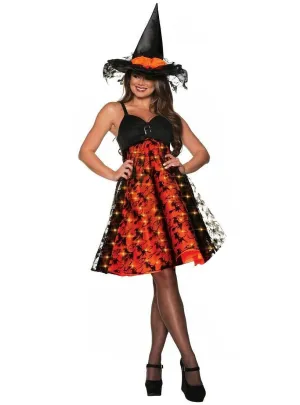 Light Up Orange Witch Womens Halloween Costume