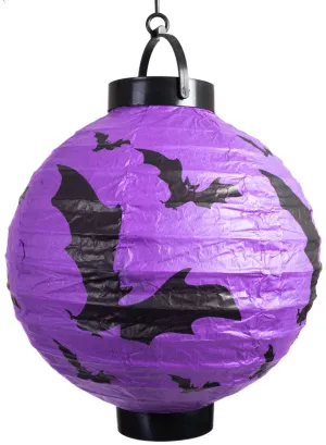 Light Up Purple Bats Paper Lantern Halloween Decoration