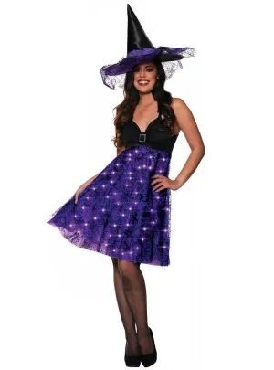 Light Up Purple Witch Womens Halloween Costume