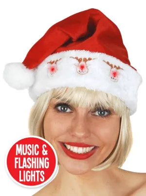 Light Up Reindeer Christmas Hat with Music