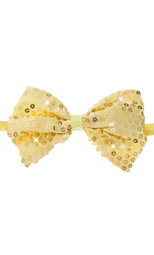 Light Up Sequined Gold Bow Tie Costume Accessory
