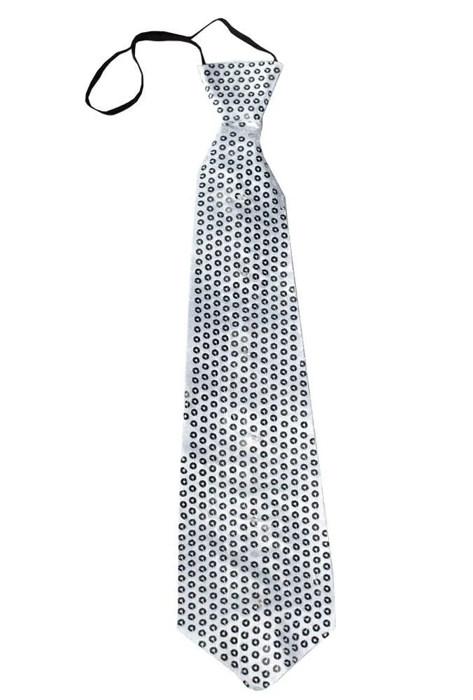 Light Up Silver Sequined Neck Tie