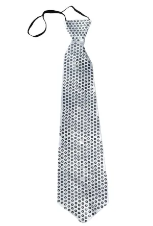 Light Up Silver Sequined Neck Tie