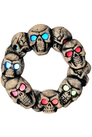Light Up Skull Door Wreath Halloween Decoration