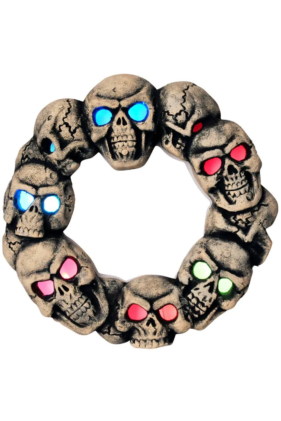 Light Up Skull Door Wreath Halloween Decoration