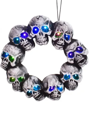 Light Up Skull Wreath Halloween Decoration