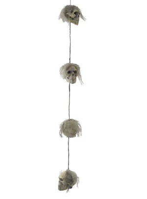 Light Up Skulls on Rope Halloween Decoration