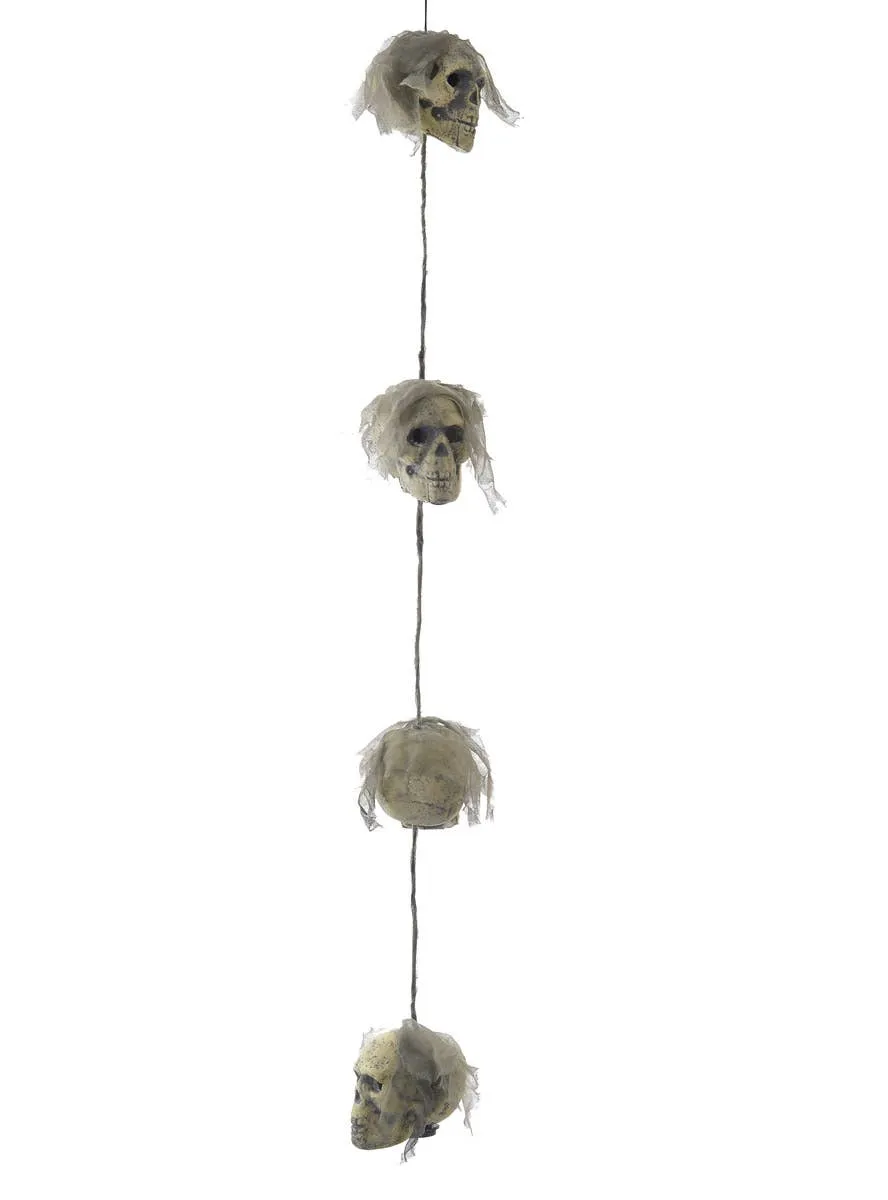 Light Up Skulls on Rope Halloween Decoration