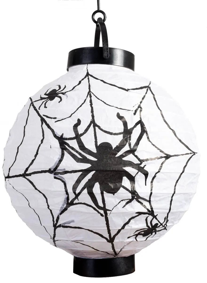 Light Up Spiderweb Print Paper Lantern Halloween Decoration