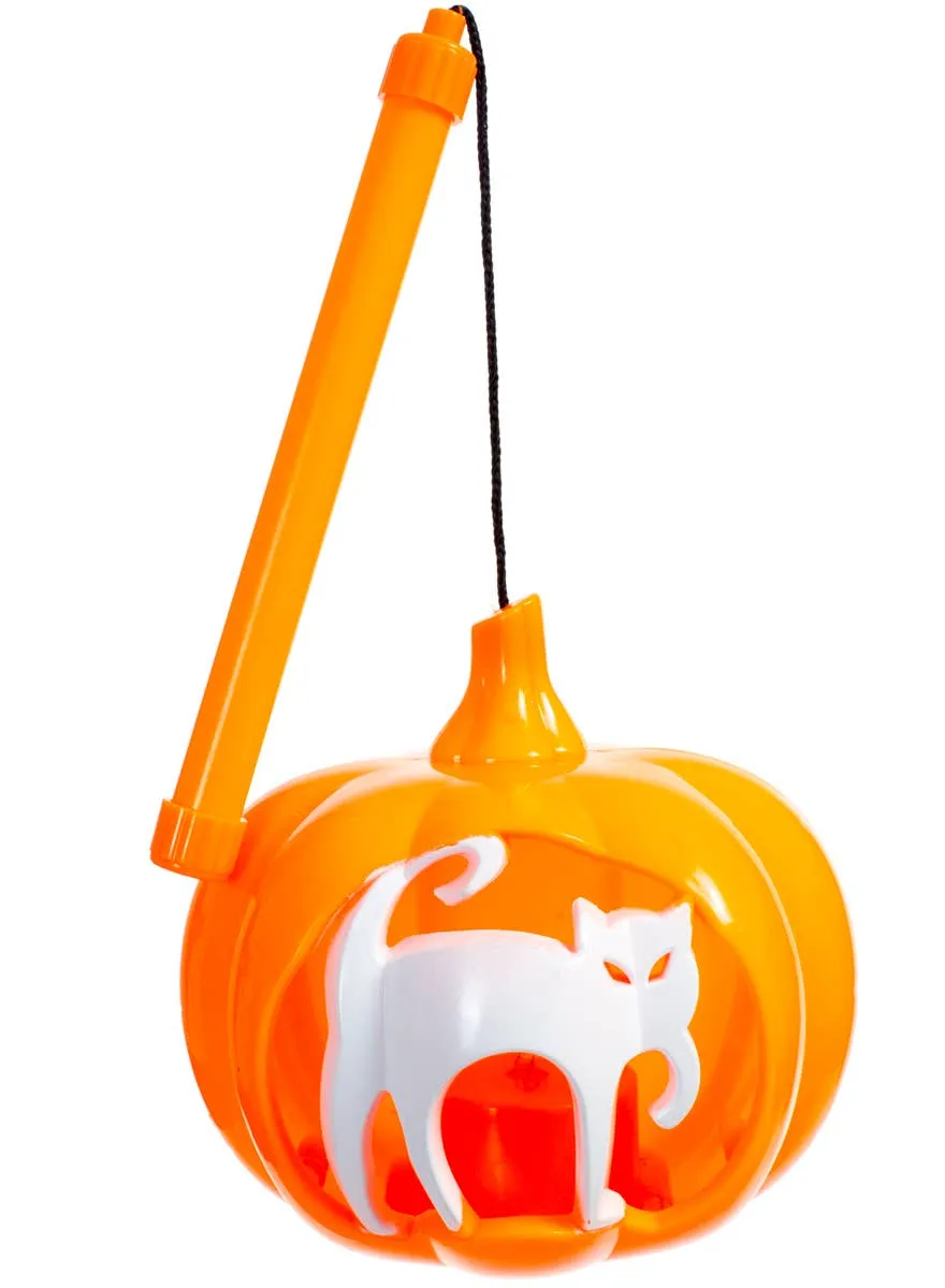 Light Up White Cat Jack O Lantern Trick or Treat Safety Light
