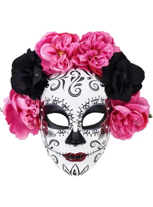Lili Day of the Dead Sugar Skull Masquerade Mask with Flowers