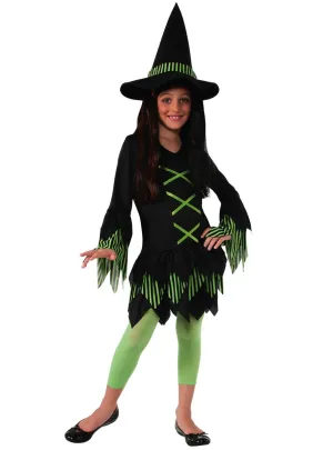 Lime Green Witch Girls Halloween Costume