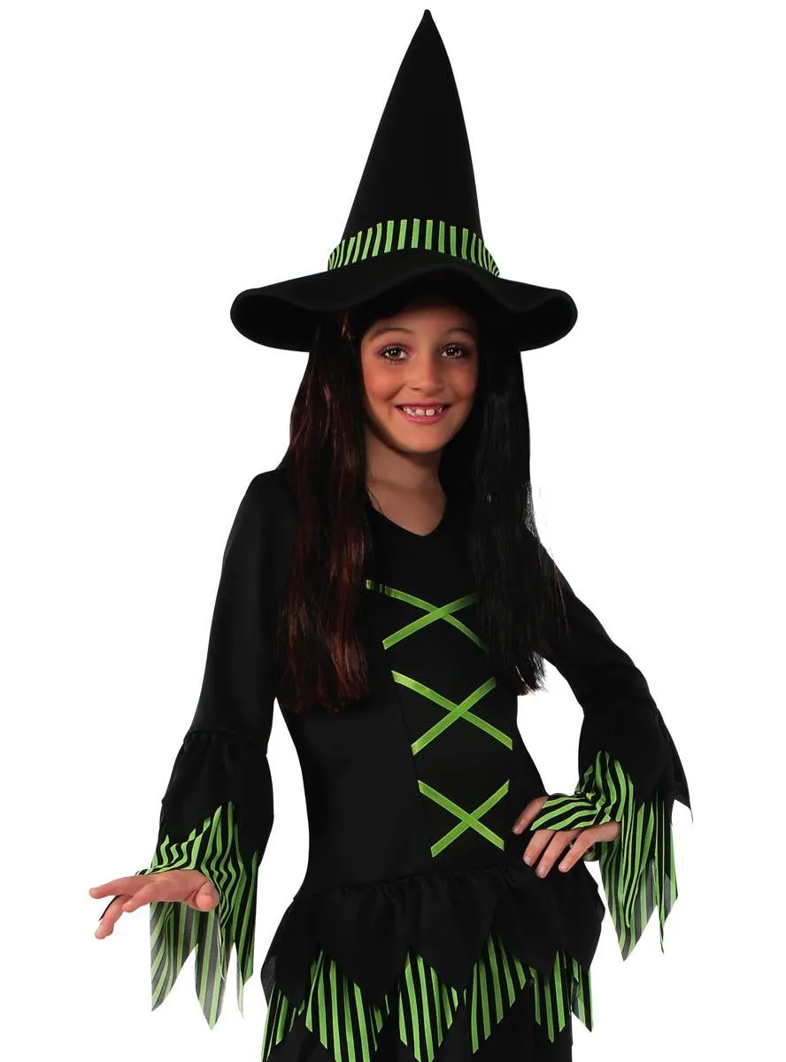 Lime Green Witch Girls Halloween Costume