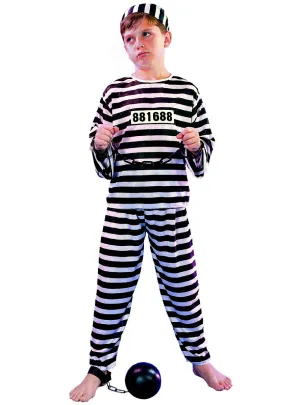 Little Black and White Convict Boys Dress Up Costume