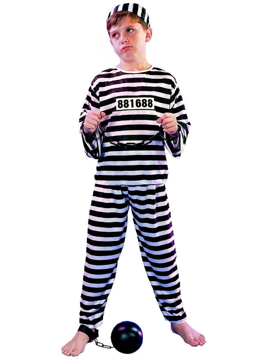Little Black and White Convict Boys Dress Up Costume
