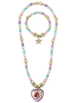 Little Mermaid Movie Girls Beaded Necklace and Bracelet Set