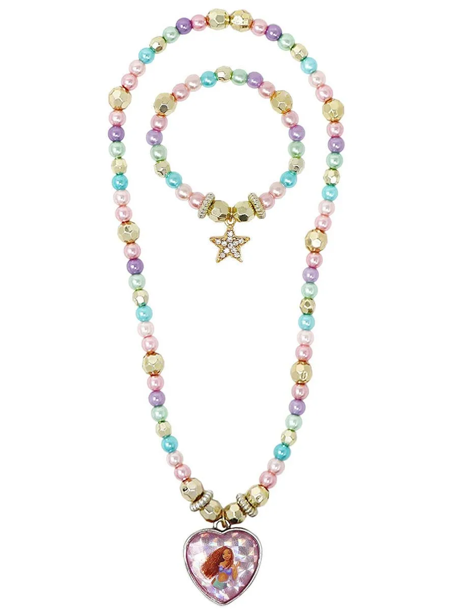 Little Mermaid Movie Girls Beaded Necklace and Bracelet Set