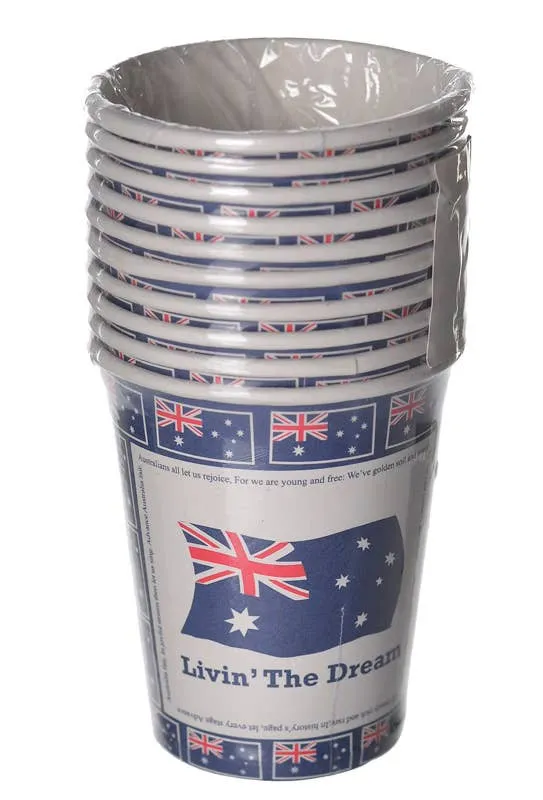 Livin' The Dream Aussie Paper Cups - 10 Pack