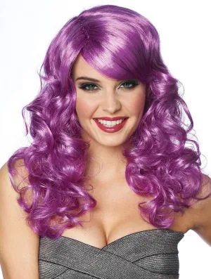 Lolita Womens Purple Mid Length Curly Costume Wig