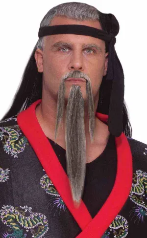 Long Ancient Samurai Warrior Grey Beard and Moustache