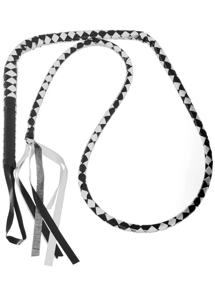 Long Black and White Harlequin Whip Costume Weapon