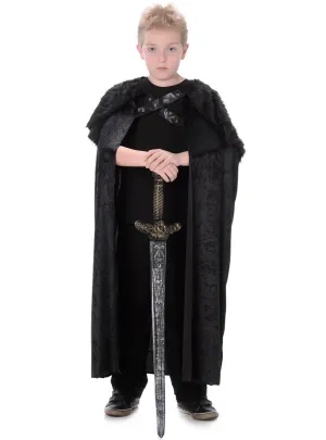 Long Black Furry Boys Halloween Costume Cape