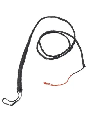 Long Black Leather Look Costume Bull Whip