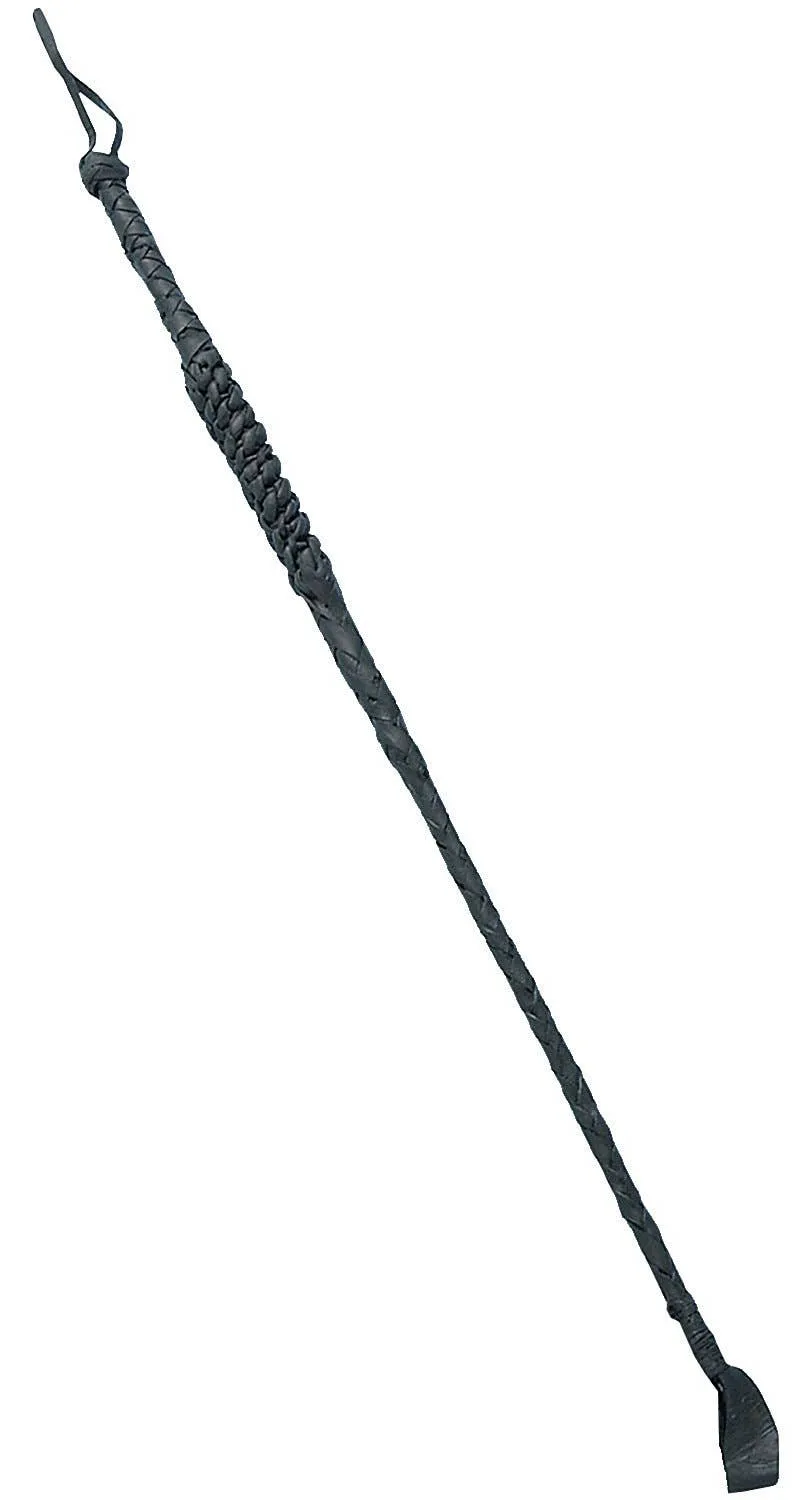 Long Black Leather Look Riding Crop Costume Accessory