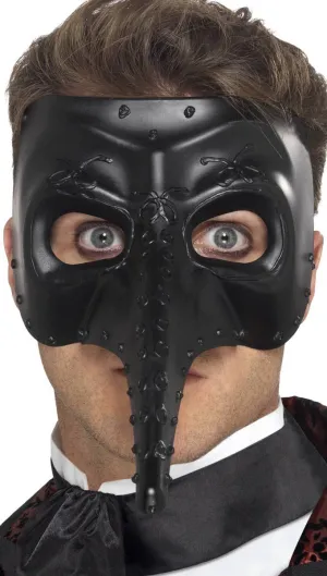 Long Black Nose Plague Doctor Masquerade Mask
