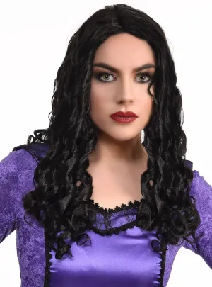 Long Black Ringlet Curls Womens Halloween Costume Wig