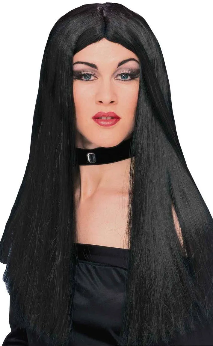 Long Black Straight  Womens Halloween Wig