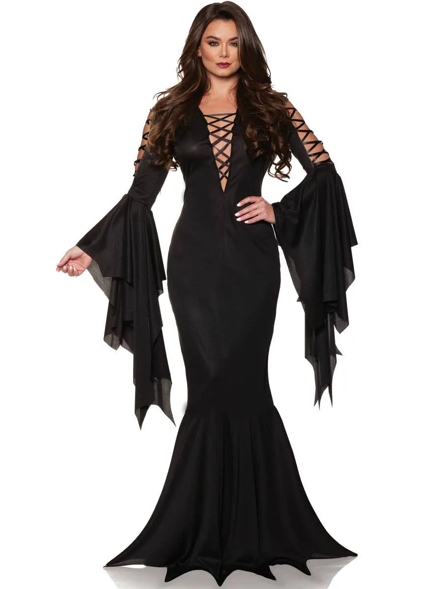 Long Black Vampire Womens Halloween Costume