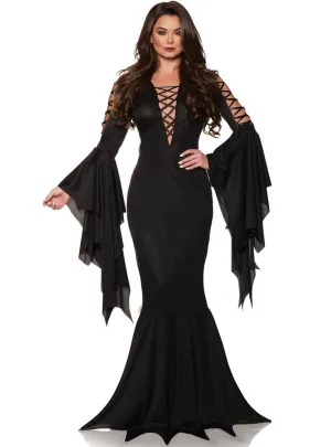 Long Black Vampire Womens Halloween Costume