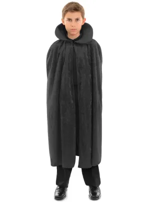 Long Black Velvet Kids Halloween Costume Cape