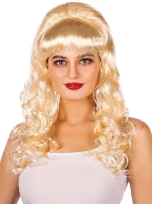 Long Blonde Beehive Style Womens Costume Wig