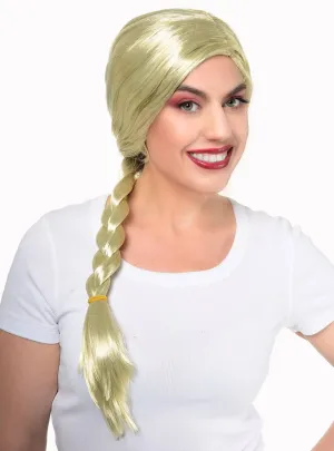 Long Blonde Elsa Style Side Plait Costume Wig