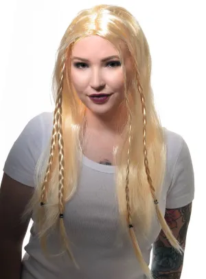 Long Blonde Hippie Womens 1970s Costume Wig