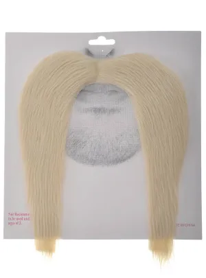 Long Blonde Stick-On Handlebar Costume Moustache