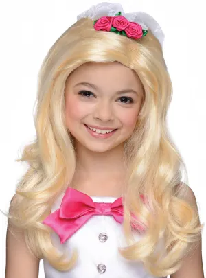 Long Bridal Barbie Girls Costume Wig with Veil