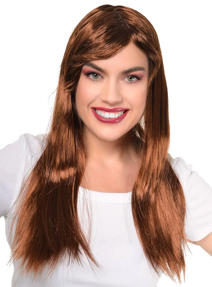 Long Brown Womens Economy Costume Wig