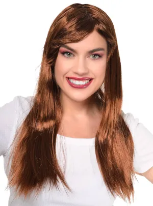 Long Brown Womens Economy Costume Wig