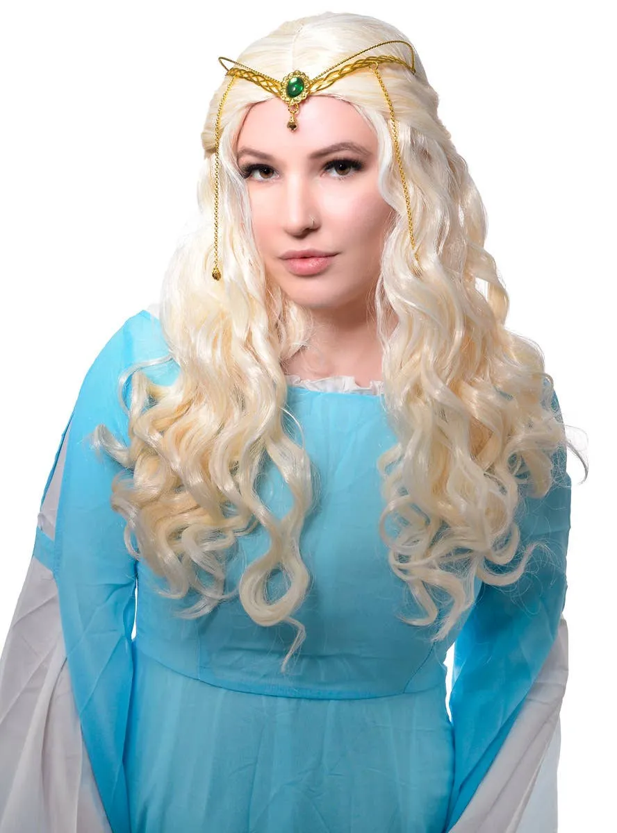 Long Curly Blonde Dragon Queen Womens Costume Wig