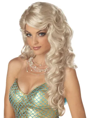 Long Curly Blonde Womens Mermaid Costume Wig