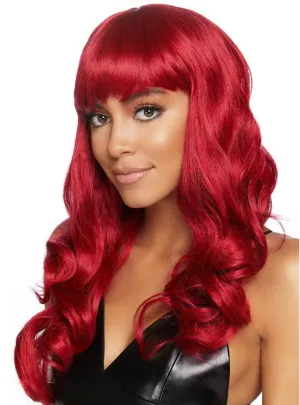 Long Deluxe Womens Wavy Red Costume Wig