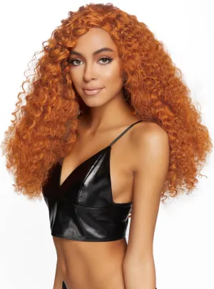 Long Extra Curly Womens Auburn Ginger Costume Wig